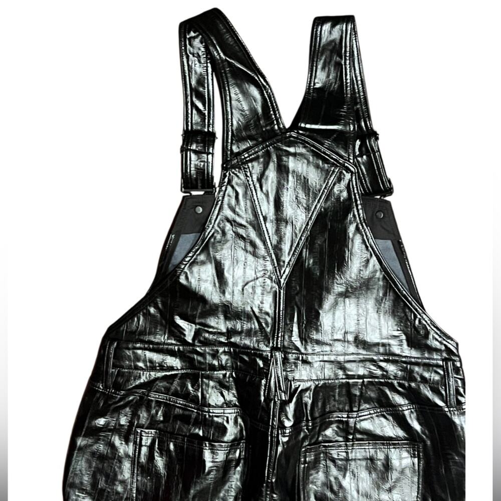 Good American black better than leather faux leather overalls Size 16 NWT - Picture 9 of 12